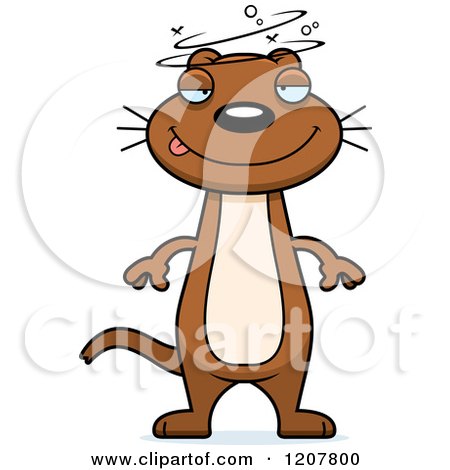 Cartoon of a Drunk Skinny Weasel - Royalty Free Vector Clipart by Cory Thoman