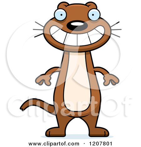 Cartoon of a Grinning Skinny Weasel - Royalty Free Vector Clipart by Cory Thoman