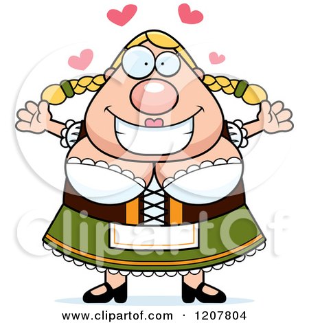 Cartoon of a Loving Chubby Oktoberfest German Woman - Royalty Free Vector Clipart by Cory Thoman