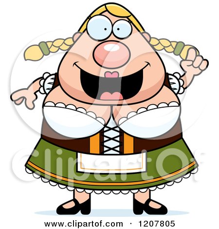 Cartoon of a Smart Chubby Oktoberfest German Woman - Royalty Free Vector Clipart by Cory Thoman