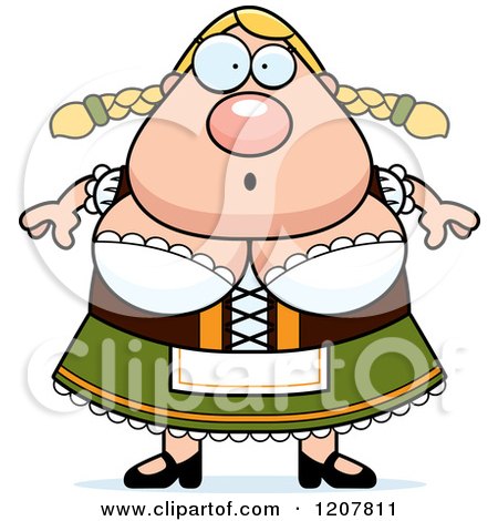 Cartoon of a Surprised Chubby Oktoberfest German Woman - Royalty Free Vector Clipart by Cory Thoman
