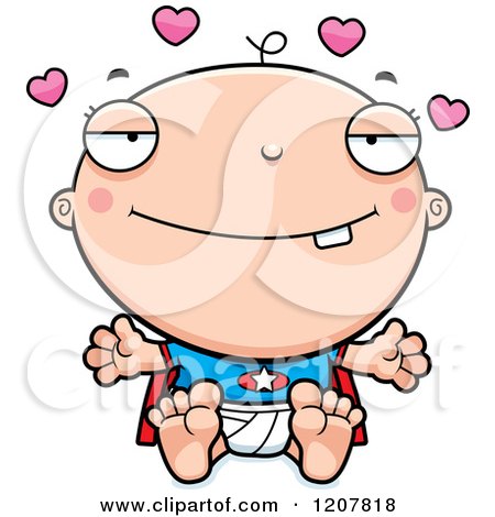 Cartoon of a Loving Super Infant Baby Boy - Royalty Free Vector Clipart by Cory Thoman