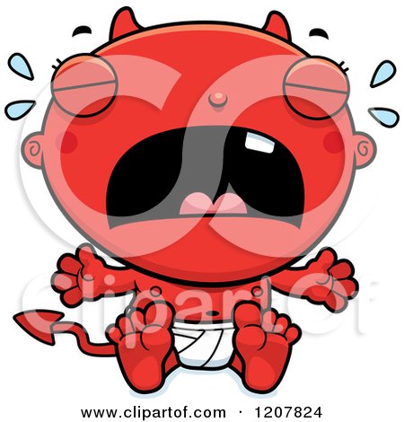 Cartoon of a Crying Devil Infant Baby - Royalty Free Vector Clipart by Cory Thoman