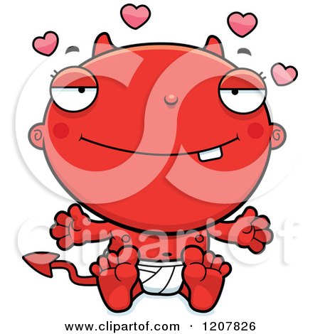 Cartoon of a Loving Devil Infant Baby - Royalty Free Vector Clipart by Cory Thoman