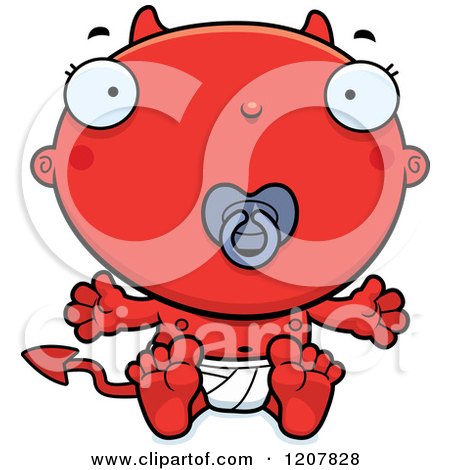 Cartoon of a Devil Infant Baby with a Pacifier - Royalty Free Vector Clipart by Cory Thoman