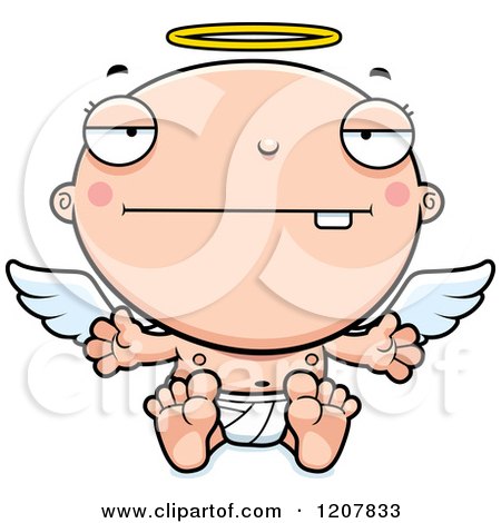 Cartoon of a Bored Baby Infant Angel - Royalty Free Vector Clipart by Cory Thoman