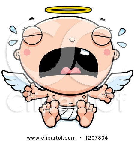 Cartoon of a Crying Baby Infant Angel - Royalty Free Vector Clipart by Cory Thoman