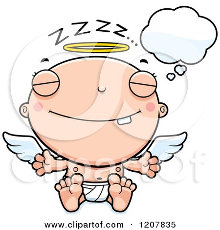 Cartoon of a Dreaming Baby Infant Angel - Royalty Free Vector Clipart by Cory Thoman