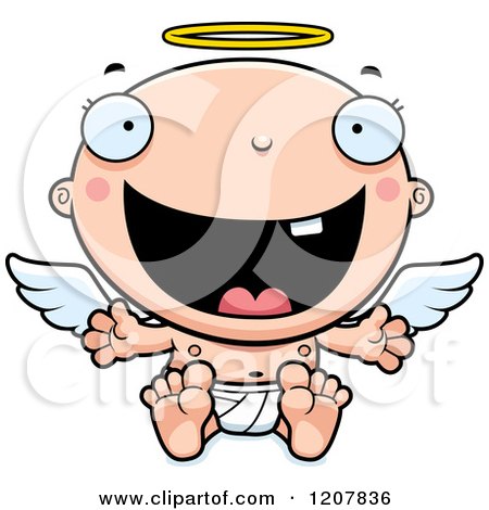 Cartoon of a Happy Baby Infant Angel - Royalty Free Vector Clipart by Cory Thoman