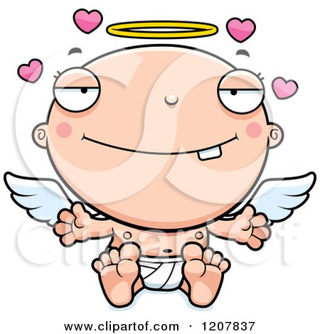Cartoon of a Loving Baby Infant Angel - Royalty Free Vector Clipart by Cory Thoman
