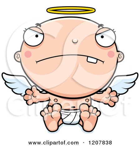 Cartoon of a Mad Baby Infant Angel - Royalty Free Vector Clipart by Cory Thoman