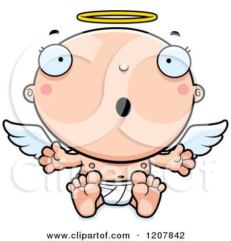 Cartoon of a Surprised Baby Infant Angel - Royalty Free Vector Clipart by Cory Thoman