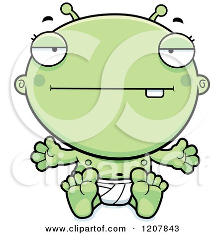 Cartoon of a Bored Alien Infant Baby - Royalty Free Vector Clipart by Cory Thoman