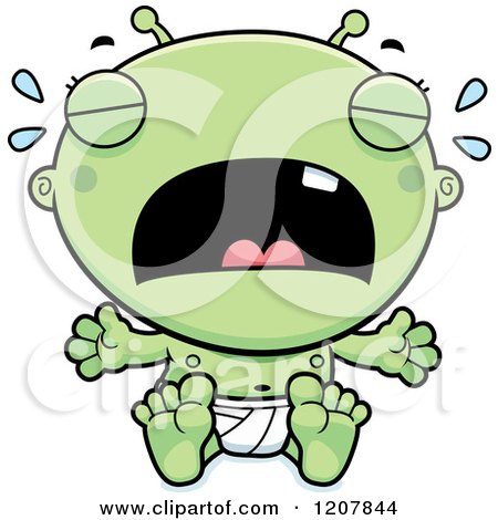 Cartoon of a Crying Alien Infant Baby - Royalty Free Vector Clipart by Cory Thoman