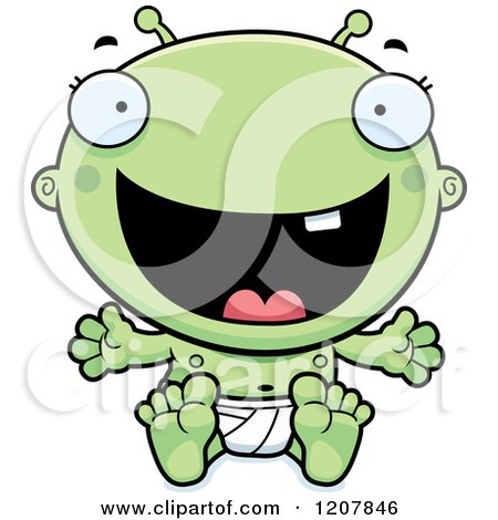 Cartoon of a Laughing Alien Infant Baby - Royalty Free Vector Clipart by Cory Thoman
