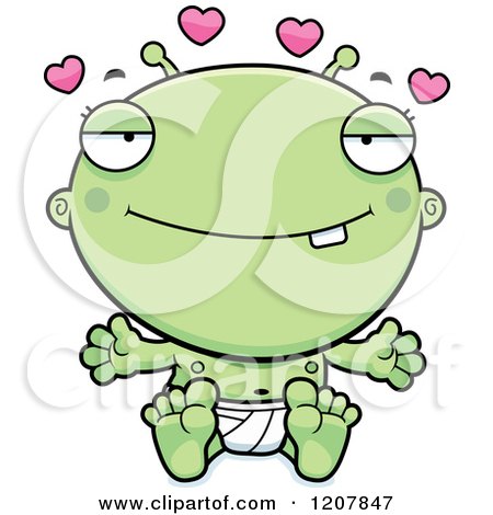 Cartoon of a Loving Alien Infant Baby - Royalty Free Vector Clipart by Cory Thoman
