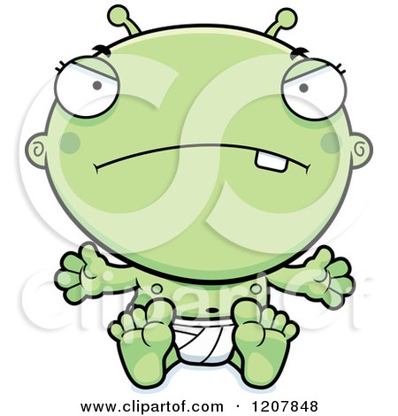 Cartoon of a Mad Alien Infant Baby - Royalty Free Vector Clipart by Cory Thoman