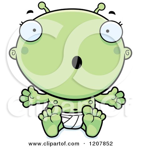 Cartoon of a Surprised Alien Infant Baby - Royalty Free Vector Clipart by Cory Thoman