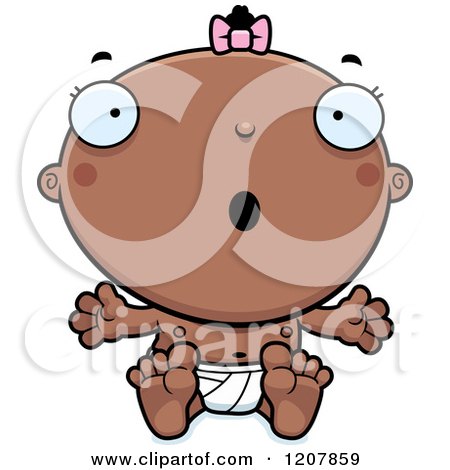 Cartoon of a Surprised Baby Infant Black Girl - Royalty Free Vector Clipart by Cory Thoman