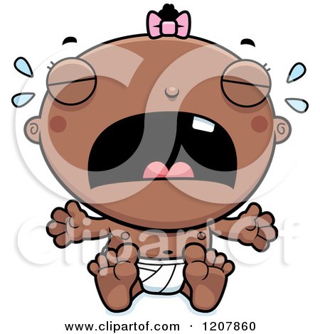 Cartoon of a Crying Baby Infant Black Girl - Royalty Free Vector Clipart by Cory Thoman