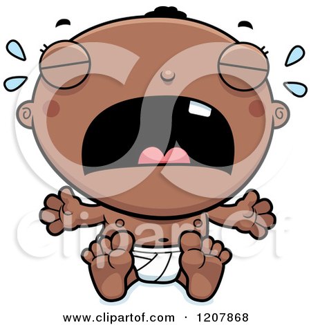 Cartoon of a Crying Black Baby Boy - Royalty Free Vector Clipart by Cory Thoman