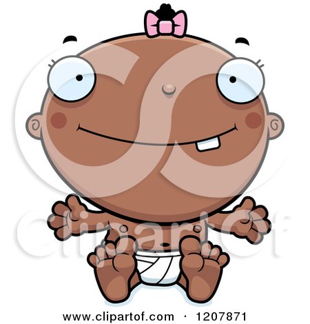 Cartoon of a Happy Baby Infant Black Girl - Royalty Free Vector Clipart by Cory Thoman