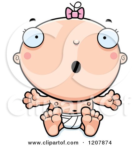 Cartoon of a Surprised Baby Infant Caucasian Girl - Royalty Free Vector Clipart by Cory Thoman