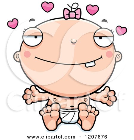 Cartoon of a Loving Baby Infant Caucasian Girl - Royalty Free Vector Clipart by Cory Thoman