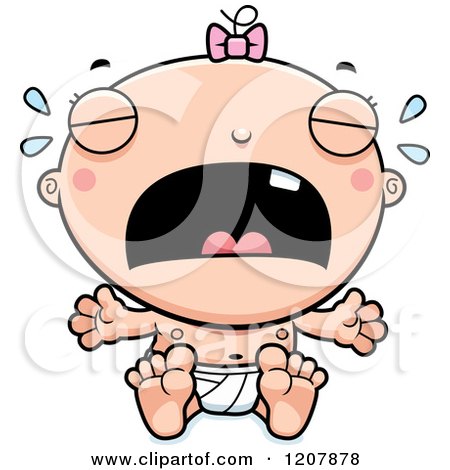Cartoon of a Crying Baby Infant Caucasian Girl - Royalty Free Vector Clipart by Cory Thoman