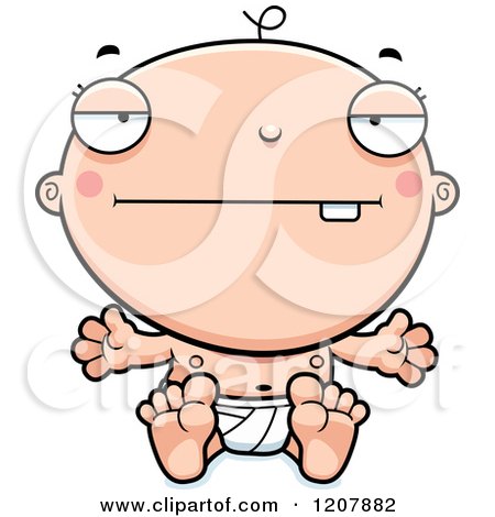 Cartoon of a Bored Baby Boy Infant - Royalty Free Vector Clipart by Cory Thoman