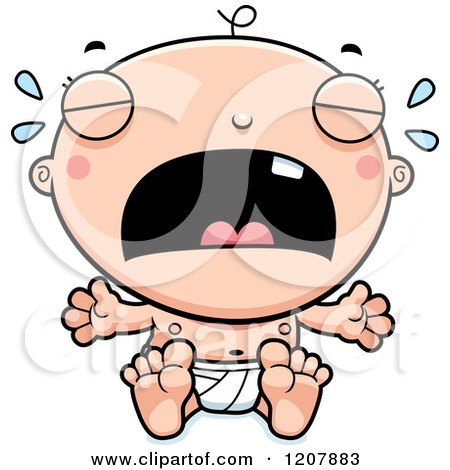 Cartoon of a Crying Baby Boy Infant - Royalty Free Vector Clipart by Cory Thoman