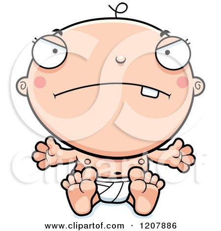 Cartoon of a Mad Baby Boy Infant - Royalty Free Vector Clipart by Cory Thoman