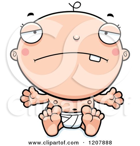 Cartoon of a Depressed Baby Boy Infant - Royalty Free Vector Clipart by Cory Thoman