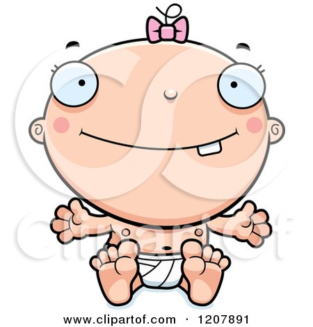 Cartoon of a Happy Baby Infant Caucasian Girl - Royalty Free Vector Clipart by Cory Thoman