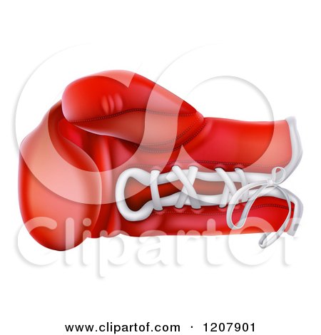 Cartoon of a Red Boxing Glove with Laces - Royalty Free Vector Clipart by AtStockIllustration