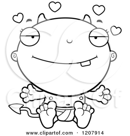 Cartoon of a Black And White Loving Devil Infant Baby - Royalty Free Vector Clipart by Cory Thoman