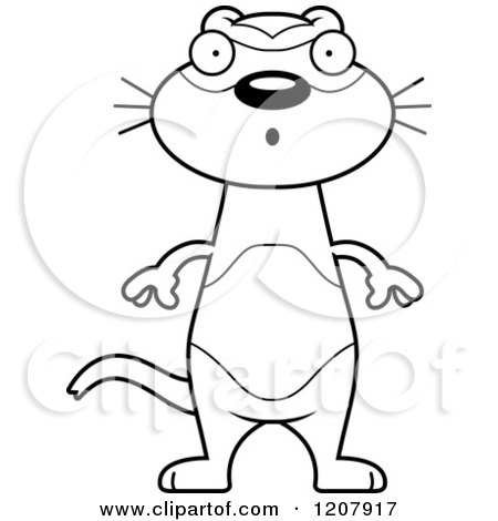 Cartoon of a Black and White Surprised Skinny Ferret - Royalty Free Vector Clipart by Cory Thoman
