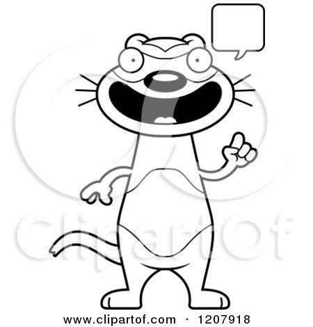 Cartoon of a Black and White Talking Skinny Ferret - Royalty Free Vector Clipart by Cory Thoman