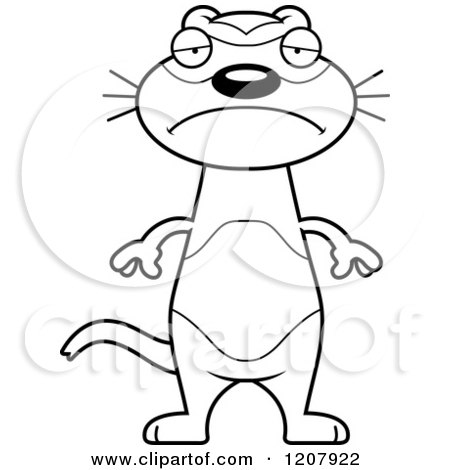 Cartoon of a Black and White Depressed Skinny Ferret - Royalty Free Vector Clipart by Cory Thoman