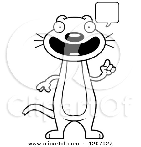 Cartoon of a Black and White Talking Skinny Weasel - Royalty Free Vector Clipart by Cory Thoman