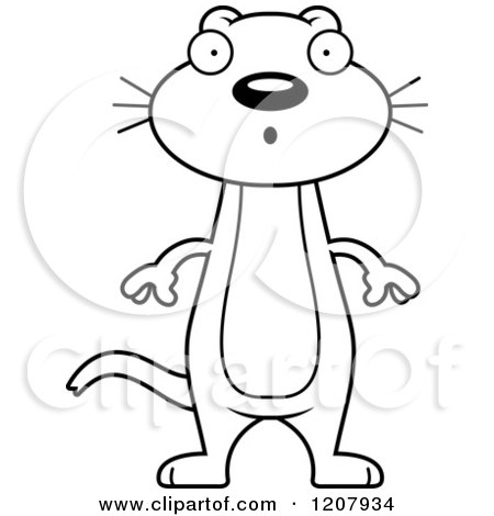 Cartoon of a Black and White Surprised Skinny Weasel - Royalty Free Vector Clipart by Cory Thoman