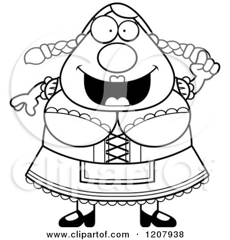 Cartoon of a Black And White Smart Chubby Oktoberfest German Woman - Royalty Free Vector Clipart by Cory Thoman
