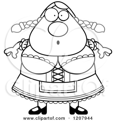 Cartoon of a Black And White Surprised Chubby Oktoberfest German Woman - Royalty Free Vector Clipart by Cory Thoman