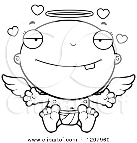 Cartoon of a Black And White Loving Baby Infant Angel - Royalty Free Vector Clipart by Cory Thoman