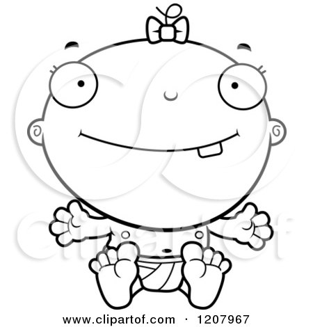 Cartoon of a Black And White Happy Baby Infant Girl - Royalty Free Vector Clipart by Cory Thoman