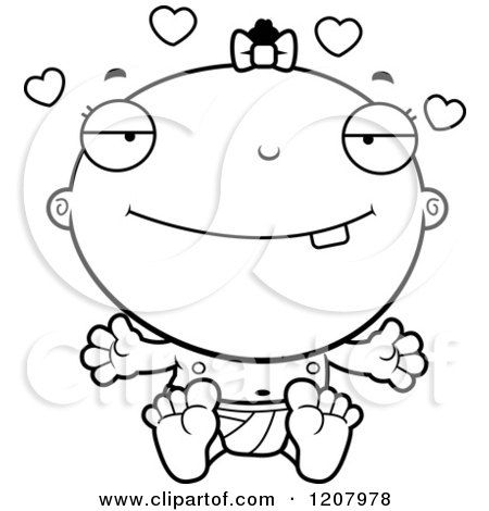 Cartoon of a Black And White Loving Baby Infant Black Girl - Royalty Free Vector Clipart by Cory Thoman