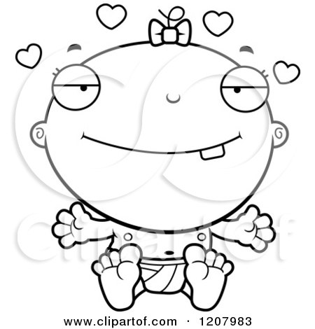 Cartoon of a Black And White Loving Baby Infant Girl - Royalty Free Vector Clipart by Cory Thoman