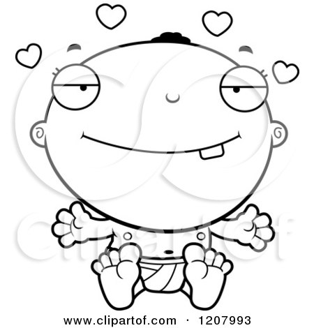 Cartoon of a Black And White Loving Black Baby Boy - Royalty Free Vector Clipart by Cory Thoman