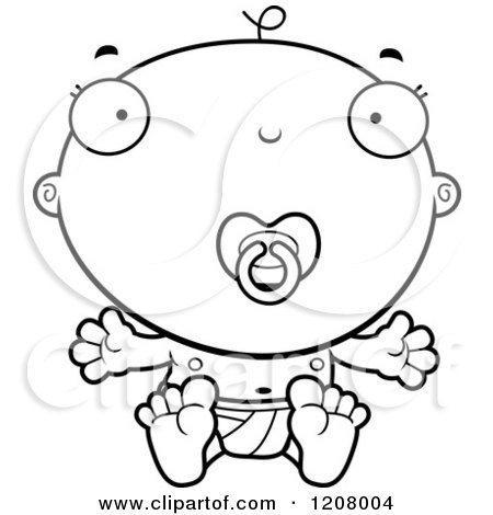 Cartoon of a Black And White Baby Boy Infant with a Pacifier - Royalty Free Vector Clipart by Cory Thoman