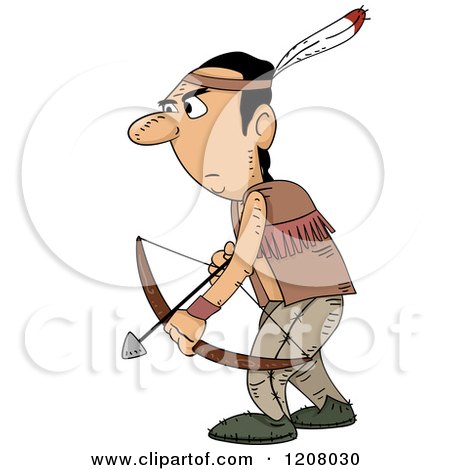 Cartoon of a Native American Man Archer - Royalty Free Vector Clipart by BNP Design Studio